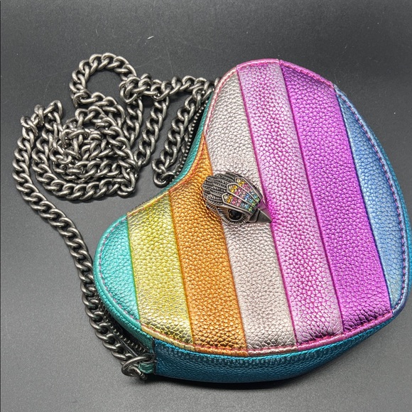 Kurt Geiger Rainbow Striped Heart Crossbody in Multicolor Leather - Picture 12 of 12